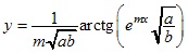 y=1/m√ab*arctg(e^mx*√a/b)