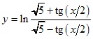 y=ln(√5+tg(x/2))/(√5-tg(x/2))