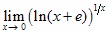 lim x→0 (ln(x+e))^1/x