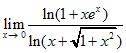 lim x→0 ln(1+xex)/ln(x+√1+x2)