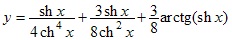 y=shx/4ch4x+3shx/8ch2x+3/8*arctg(shx)